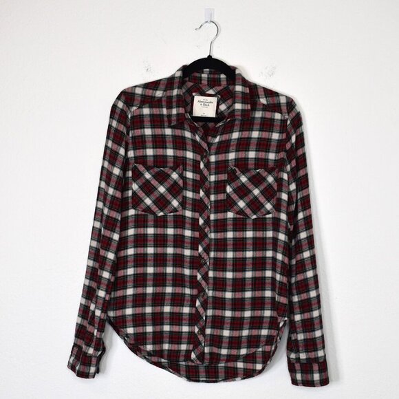 Abercrombie & Fitch Plaid Button Down Shirt Sz M Flannel Western Preppy 90s Y2K - Picture 1 of 15